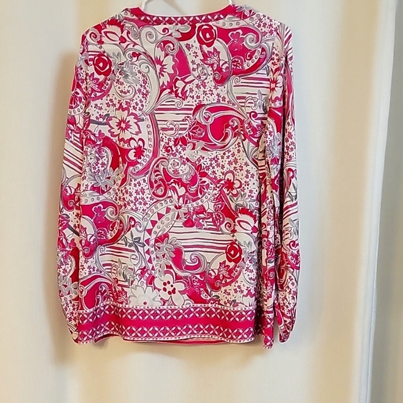 Sharon Young, size small Pink, white, and gray blouse - Picture 3 of 5